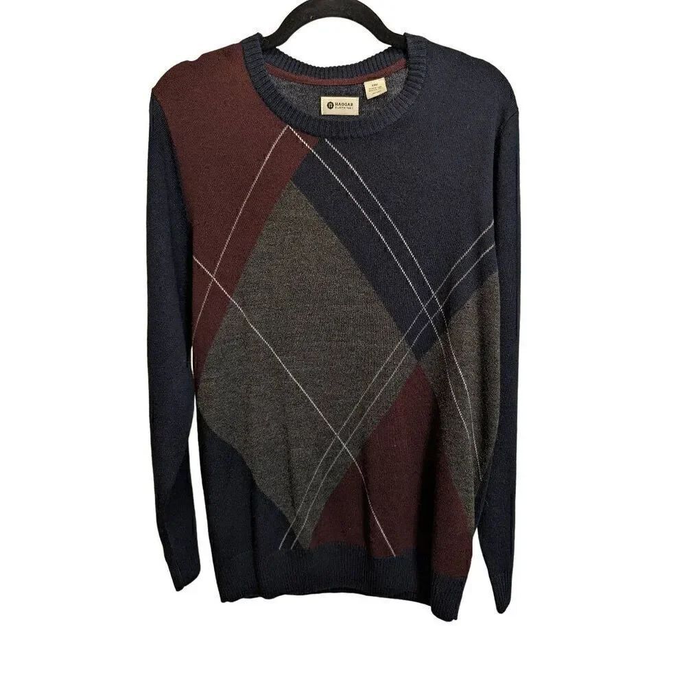 Haggar Sweater Crew Neck Soft Acrylic Long Sleeves Multi Color Men's Size Medium